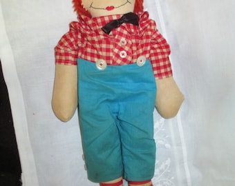 Raggedy Andy Doll/ Cloth Doll/ Antique Rag doll/ Old Doll/ Cottage Made c.1940's by Gatormom13 JUST REDUCED