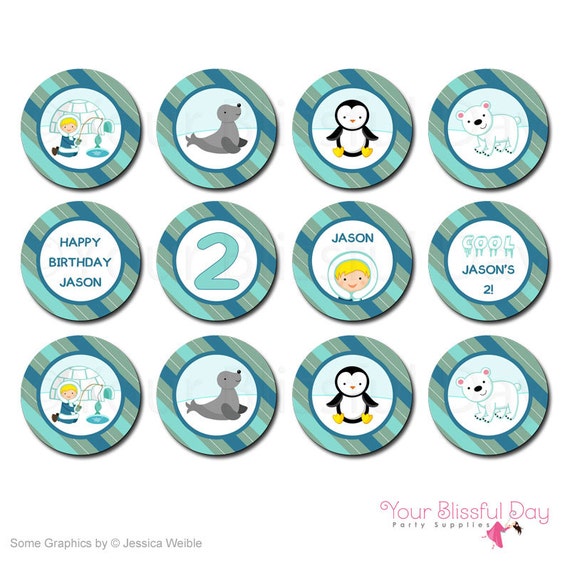 PRINTABLE Personalized Arctic Boy Party Circles (Character of your choice) #704 Il_570xn