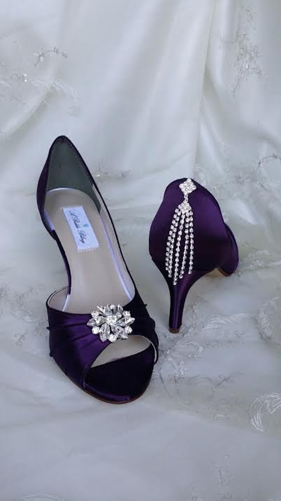 Purple Eggplant Bridal Shoes with Crystals Over 100 Color