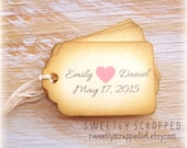 WEDDING LOVE Tags ... Personalized with Names, Pink Heart, Vintage Shabby Look, Bride and Groom, Anniversary