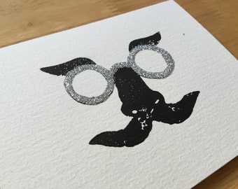 Incognito Glitter Disguise Greeting Card, Silly blank card for anytime, Silver, LIMITED EDITION