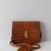 vintage tooled brown leather purse with wallet // aztec, western purse