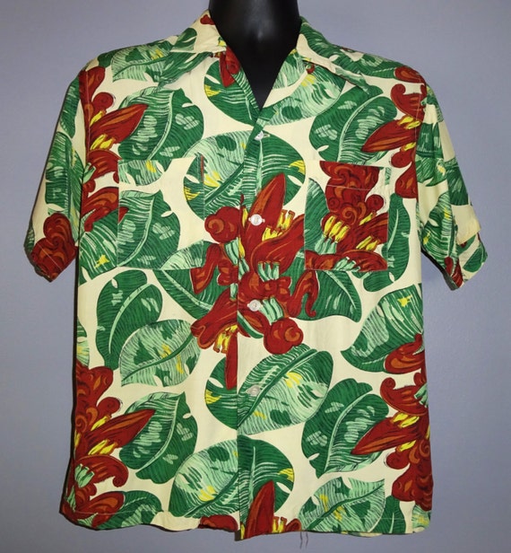 1950's Hawaiian Shirt M Bing Crosby by Jayson silky rayon