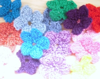 Knitted Flowers, Mixed Colour bag of scrapbooking, card making supplies