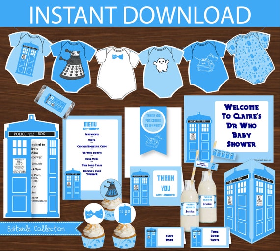 Dr Who Baby Shower Baby Blue DIY Printable Kit - INSTANT DOWNLOAD - Dr Who Inspired Il_570xn