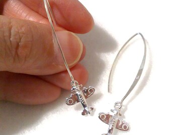 Airplane Earrings, Aeroplane Earrings, Plane Earrings, Aviation Earrings, Sterling Silver Earrings, Minimalist Jewelry, Gift for Her, GLIDER