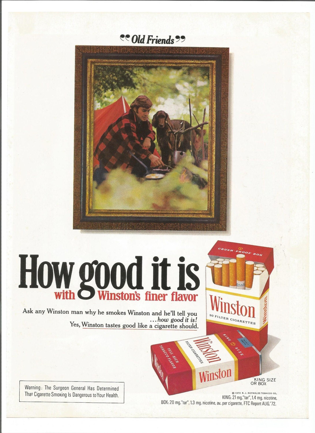 1973 Advertisement Winston Cigarettes Smoking 70s Gold Red