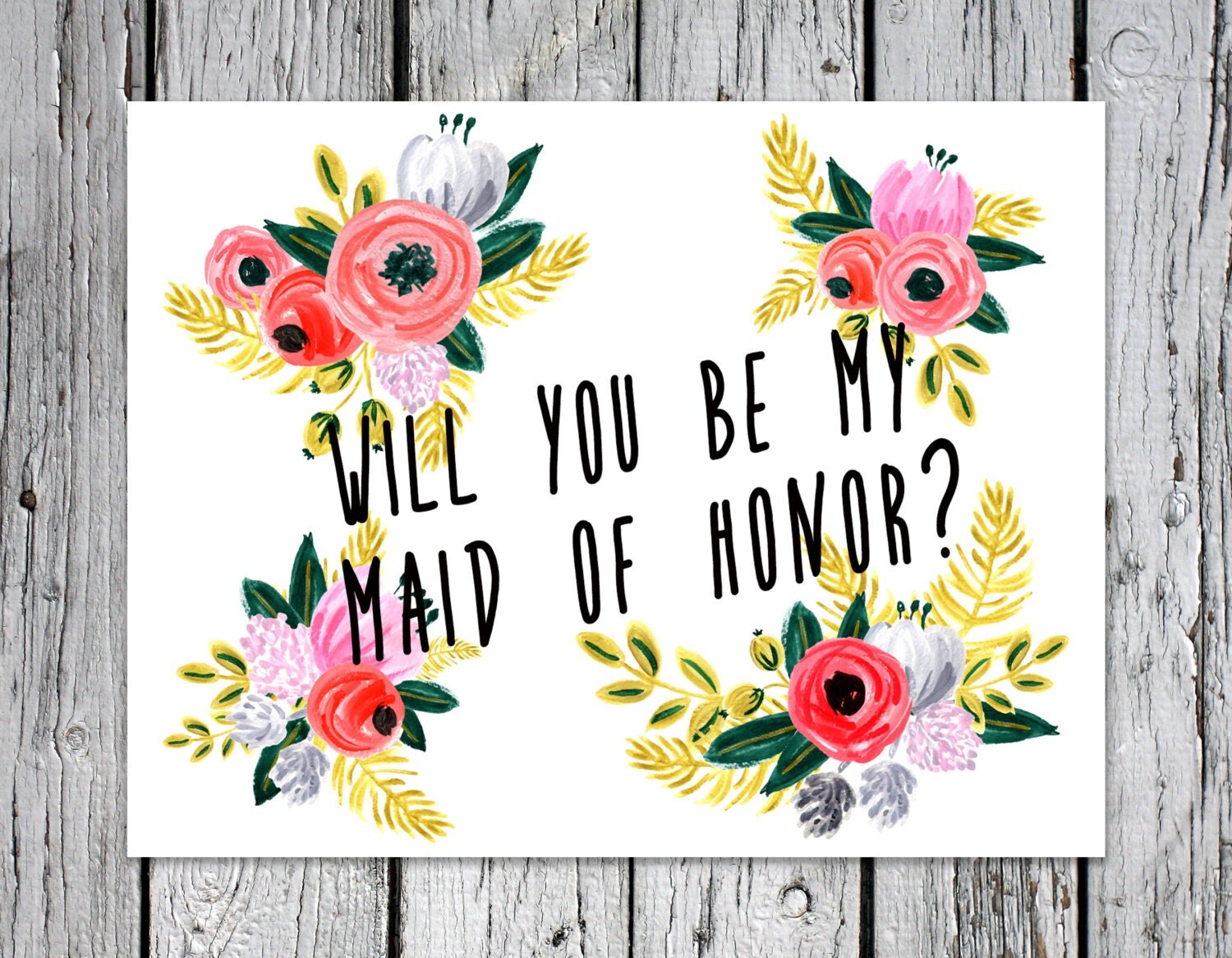 Maid of Honor Wedding Card Printable, Instant Download Digital DIY ...
