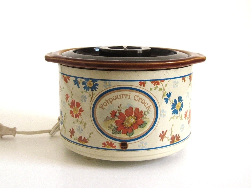 Rival Potpourri Crock Pot / Lid Large 1 Qt warmer 3207 Flowers