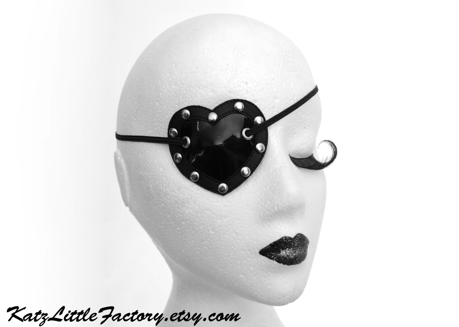 Black Heart Shaped Eye Patch Shiny PVC