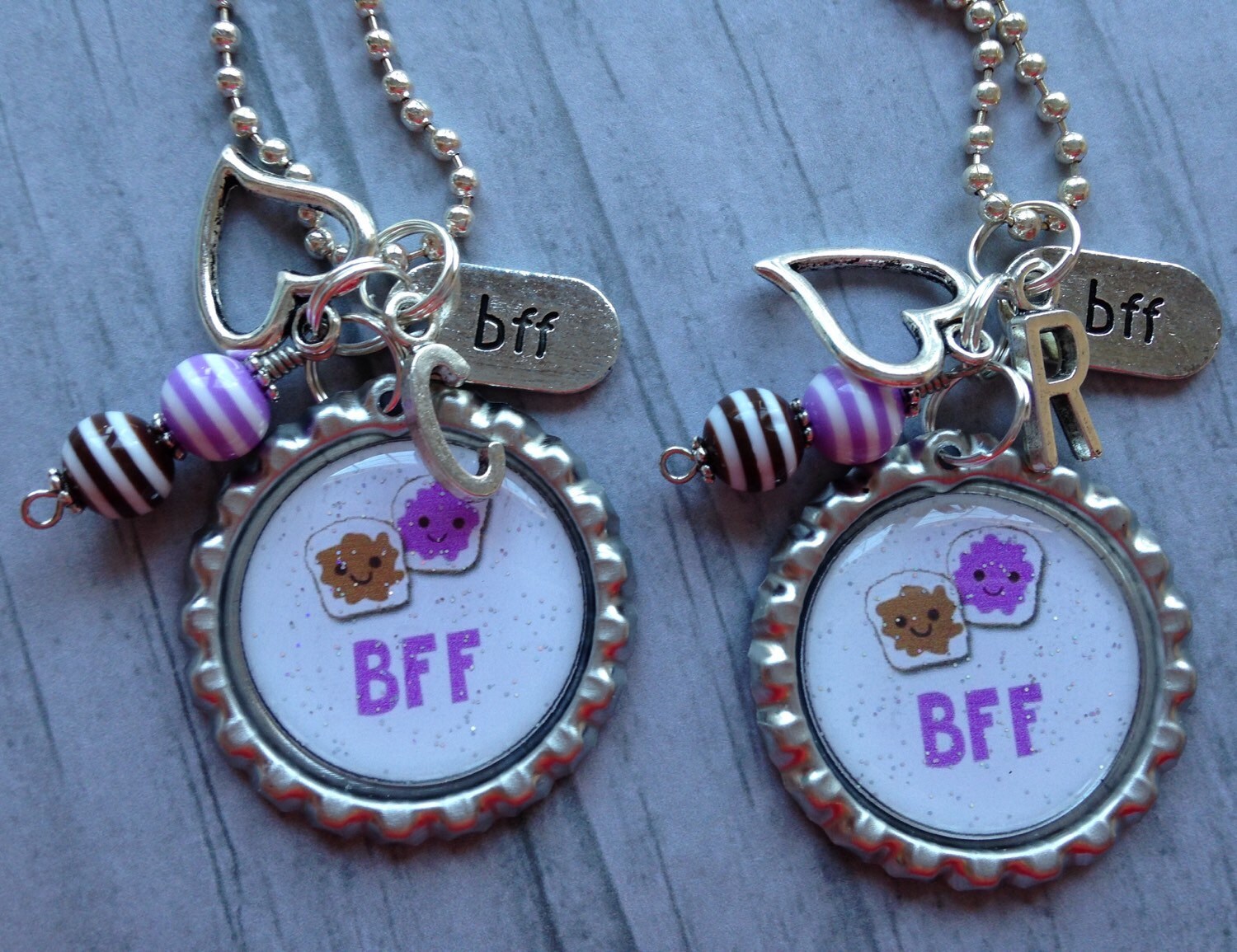 BFF Bestie Best Friends Necklace Peanut Butter and Jelly
