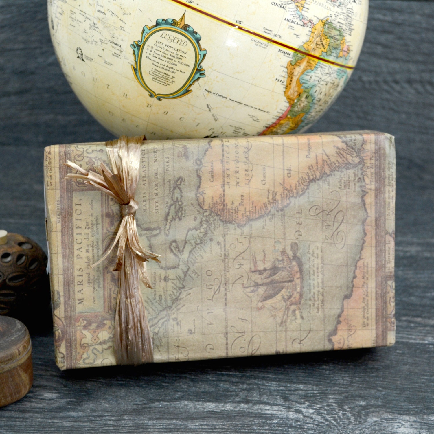 SALE Old World Map Wrapping Paper 2 Feet X 10 Feet