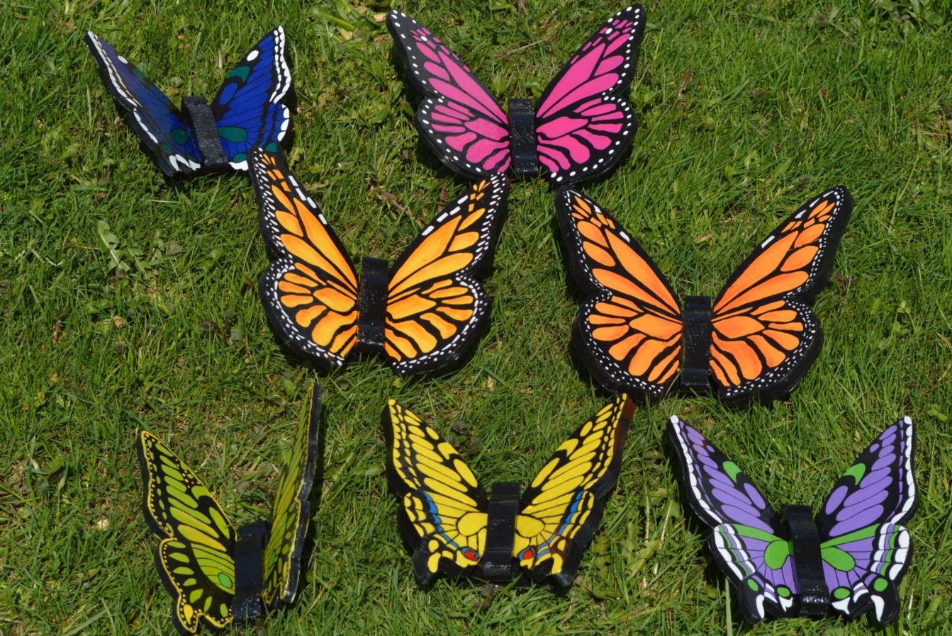 Hand Painted Wooden Butterfly / OOAK by GardensideCeramics on Etsy