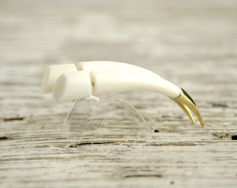 Fake Gauges Earrings Bone Earrings Talon with Bronze Tip Tribal Gothic Style Buffalo Black Horn Organic - FG074 BM G1