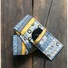 DSLR Camera Strap Cover- lens cap pocket and padding included- Modern Gray & Yellow Striped
