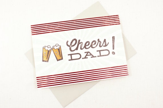 Fathers Day Card Cheers Beers gift for father by SweetPotatoShop