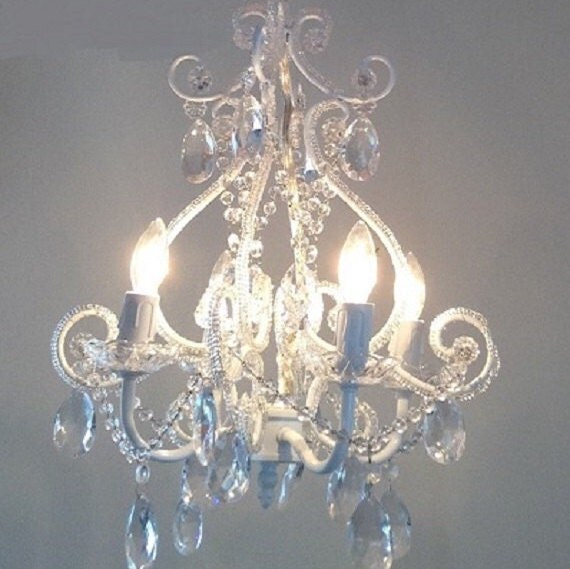 Nursery White Chandelier with Sweet Dreams Ceiling by MarieRicci
