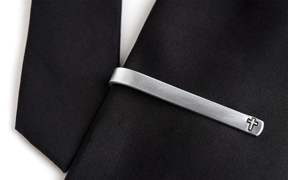 Religious Cross Tie Bar Cross Tie Clip for Priest Pastor or