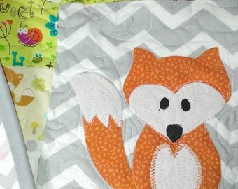 Custom fox baby quilt - crib bedding made to order