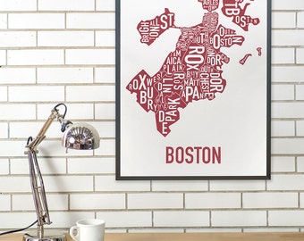 Boston Wall Art boston map | etsy Boston Wall Art boston map | etsy