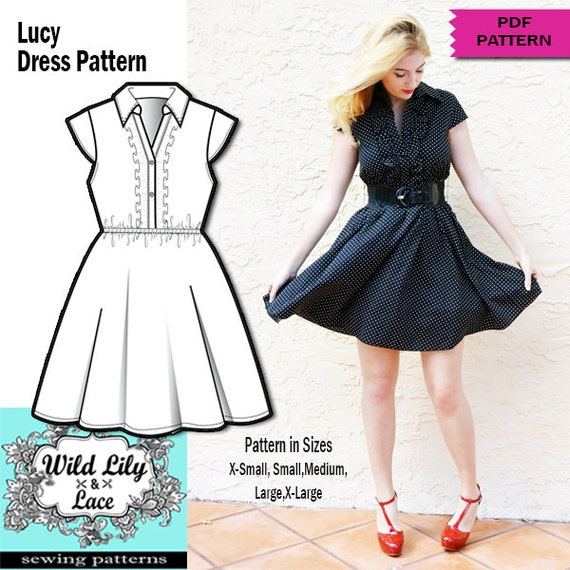 RETRO DRESS PATTERN Retro dress sewing pdf pattern pdf