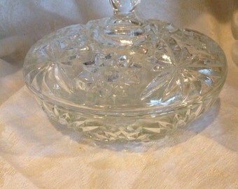 Clear Glass Candy Dish Anchor Hocking EAPC Star of David