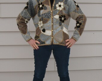Vintage Wool Patchwork Cardigan Original Collage Hipster Sweater