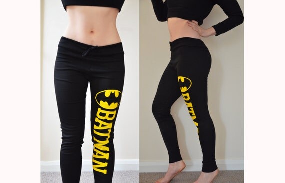 pants comedian yoga Size Jersey stretchy COMIC super Yellow Plus soft Black BATMAN