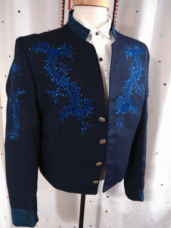 Mens Custom Western Navy Blue Bolero Size 42