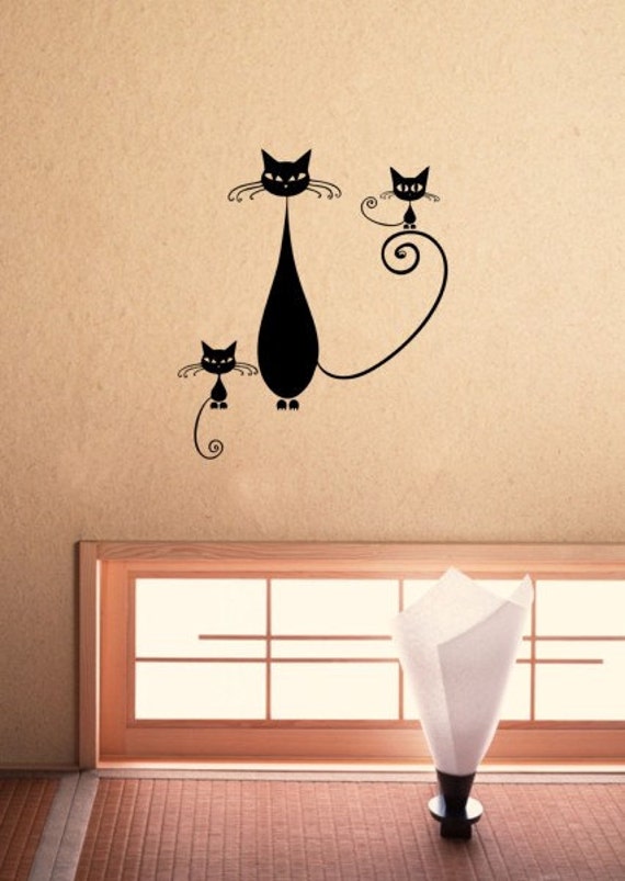 3 Cats Wall Decal Sticker Vinyl by decalplaza on Etsy