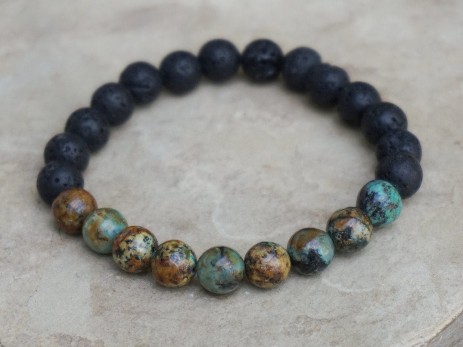 African Turquoise Bracelet for Men Unisex Beaded Bracelet