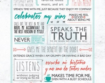 For a Friend - 8x10" - Word Collage Art Print