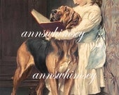 Little Girl, Big Dog, "Compulsory Education", RESTORED Antique Print, Wonderful Wall Art for Girl's Room #56 Little Girl, Big Dog, "Compulsory Education", RESTORED Antique Print, Wonderful Wall Art for Girl's Room #56