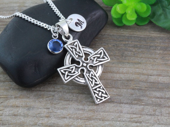 Celtic cross necklace Celtic Trinity Knots cross in sterling