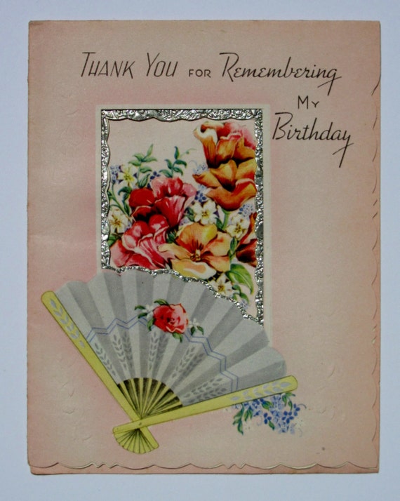 Vintage Thank You for Remembering My Birthday Greeting Card