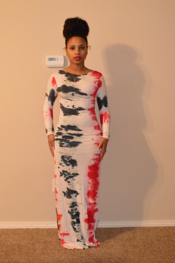 tie dye maxi dress long sleeve