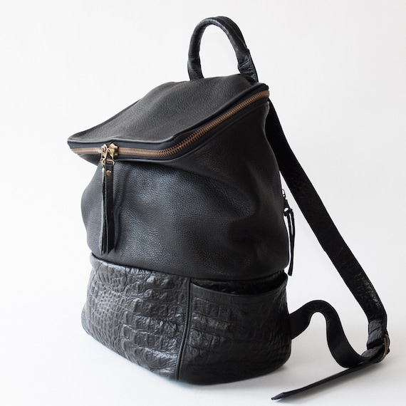 BLACK LEATHER BACKPACK by DaphnyRaes on Etsy