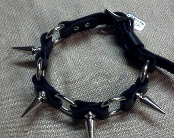 Spikes and Rings Leather Punk Choker