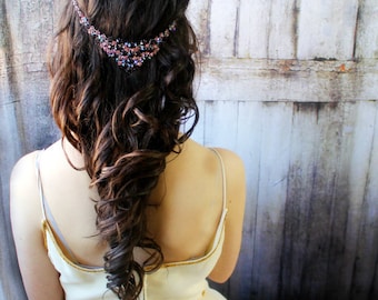 Boho Headband, Great Gatsby Headpiece, Purple Jewelry, Purple Headpiece, Purple Accessories,