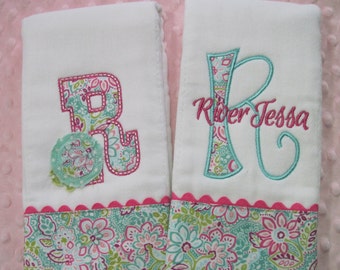Personalized Baby Girl Burp Cloths