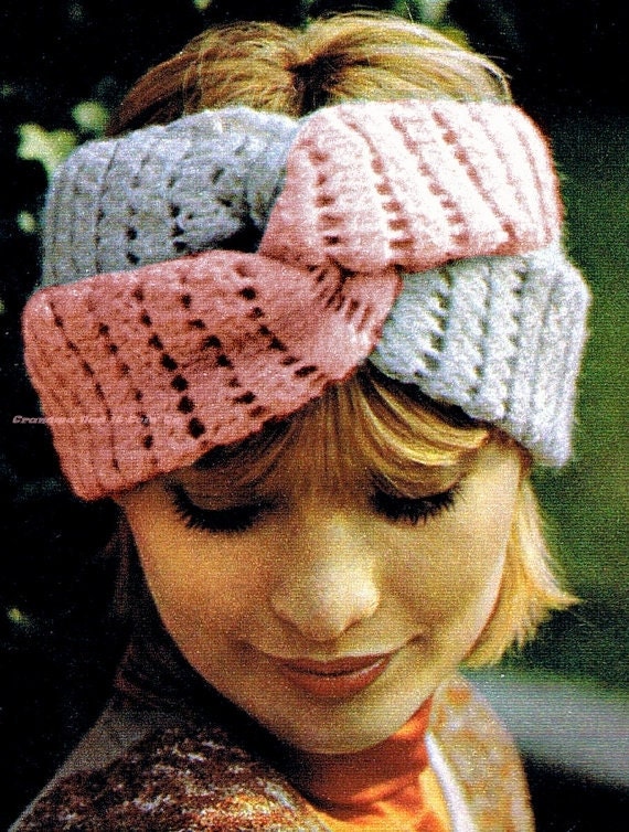 twisted crochet pattern headband Digital   Crochet Vintage Twisted Turban  Headband 1970s PDF  Pattern