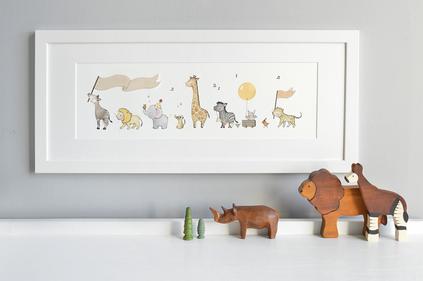 FRAMED Safari Animal Art Neutral Baby Art Unisex Nursery