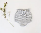 Spring Bloomers in Sleet// Hand Knit Baby Bloomers - Hand Knitted Organic Cotton Baby Diaper Cover- Organic Baby Knitwear