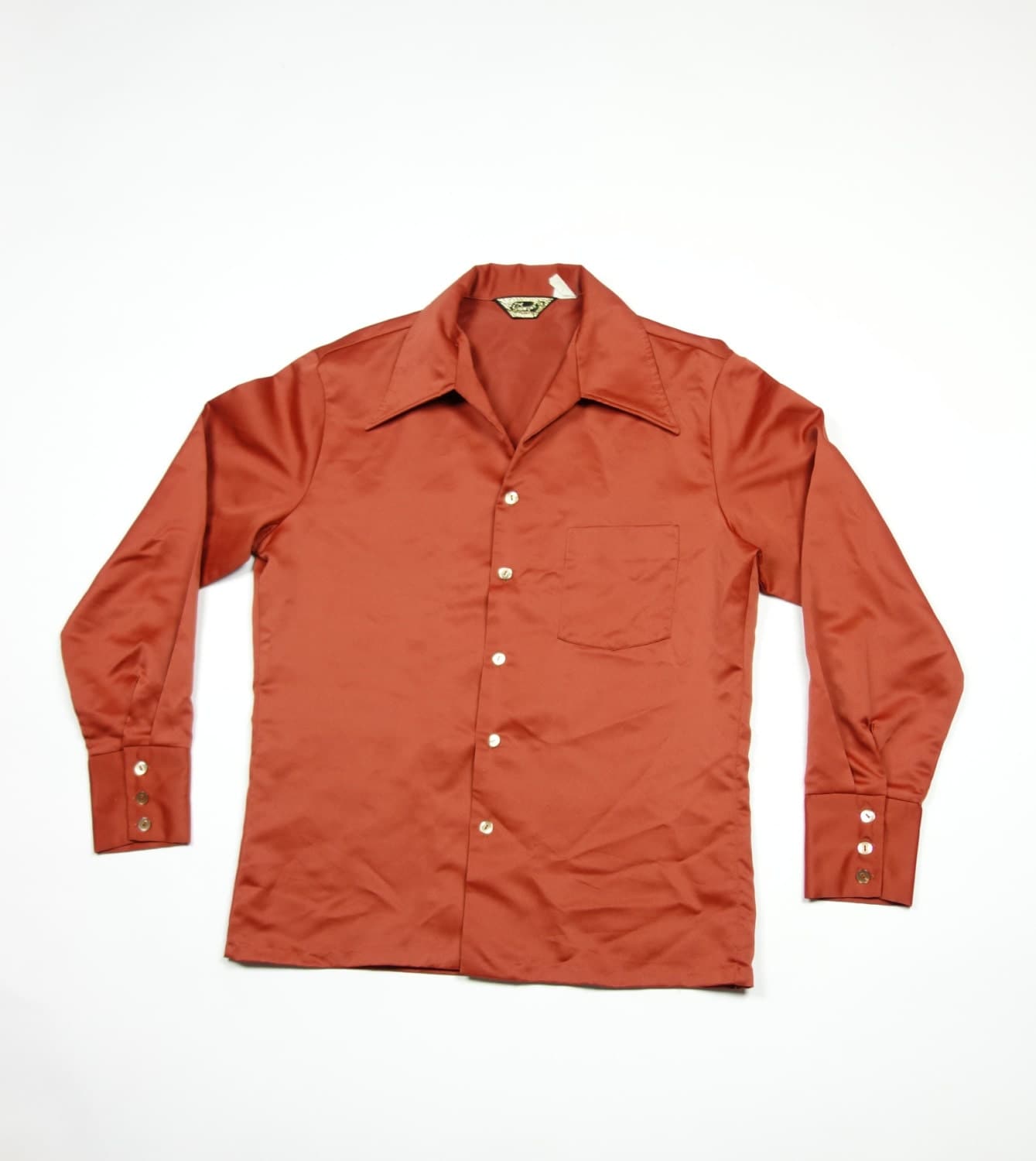 Men's burnt orange shirt button down long by DottieMaeVintage