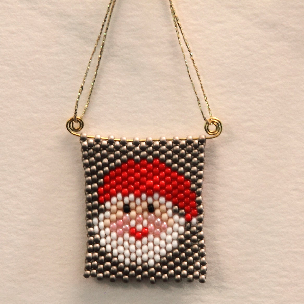 Peyote Stitch Santa Ornament