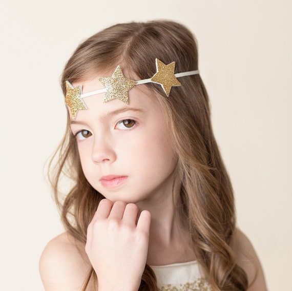 Glitter star headband gold star headband baby toddler