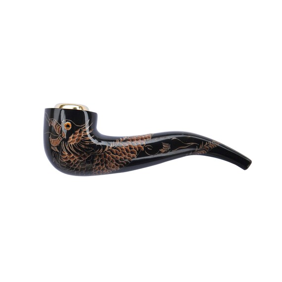 Smoking pipe dragon carved metal tobacco glass by Fineoxjewelry