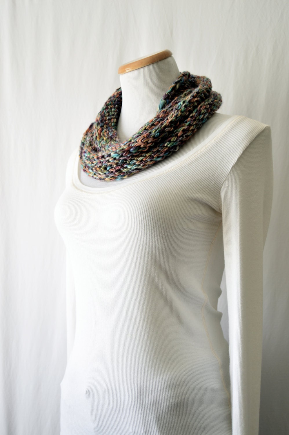 SALE / Long Chunky Knit Circle Scarf / Limited Edition