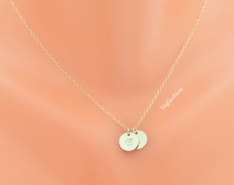 personalized necklace, circle charm necklace, disc Necklace, child necklace, best friend gift, mothers necklace, new mom gift, gold necklace
