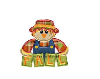 Scarecrow for Fall Applique Design - Instant EMAIL With Download - 3 sizes - for Embroidery Machines